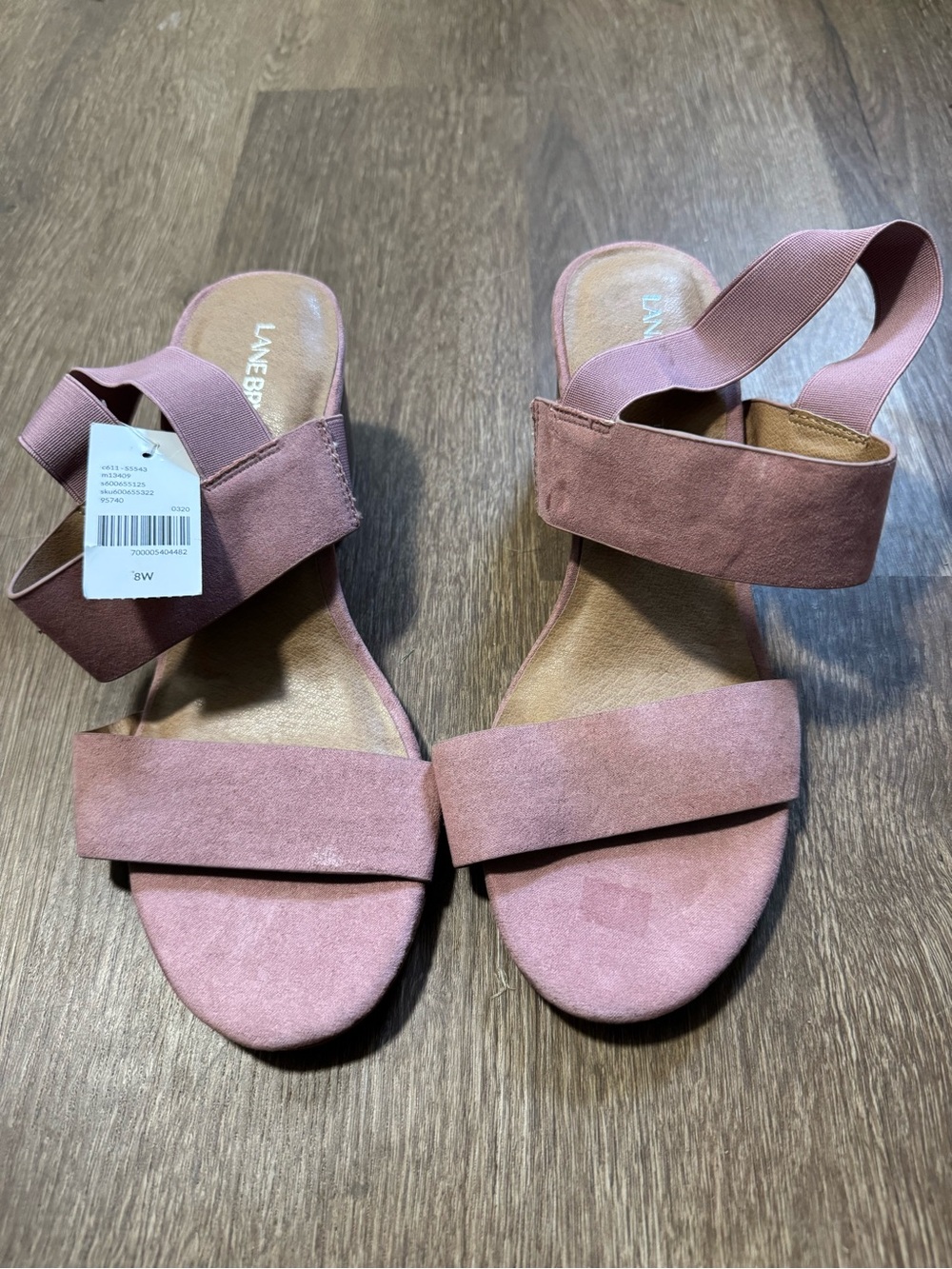 Lane Bryant Pink Suede Block 2.5" Block Heels Sandals Shoes Women Size  8W Wide